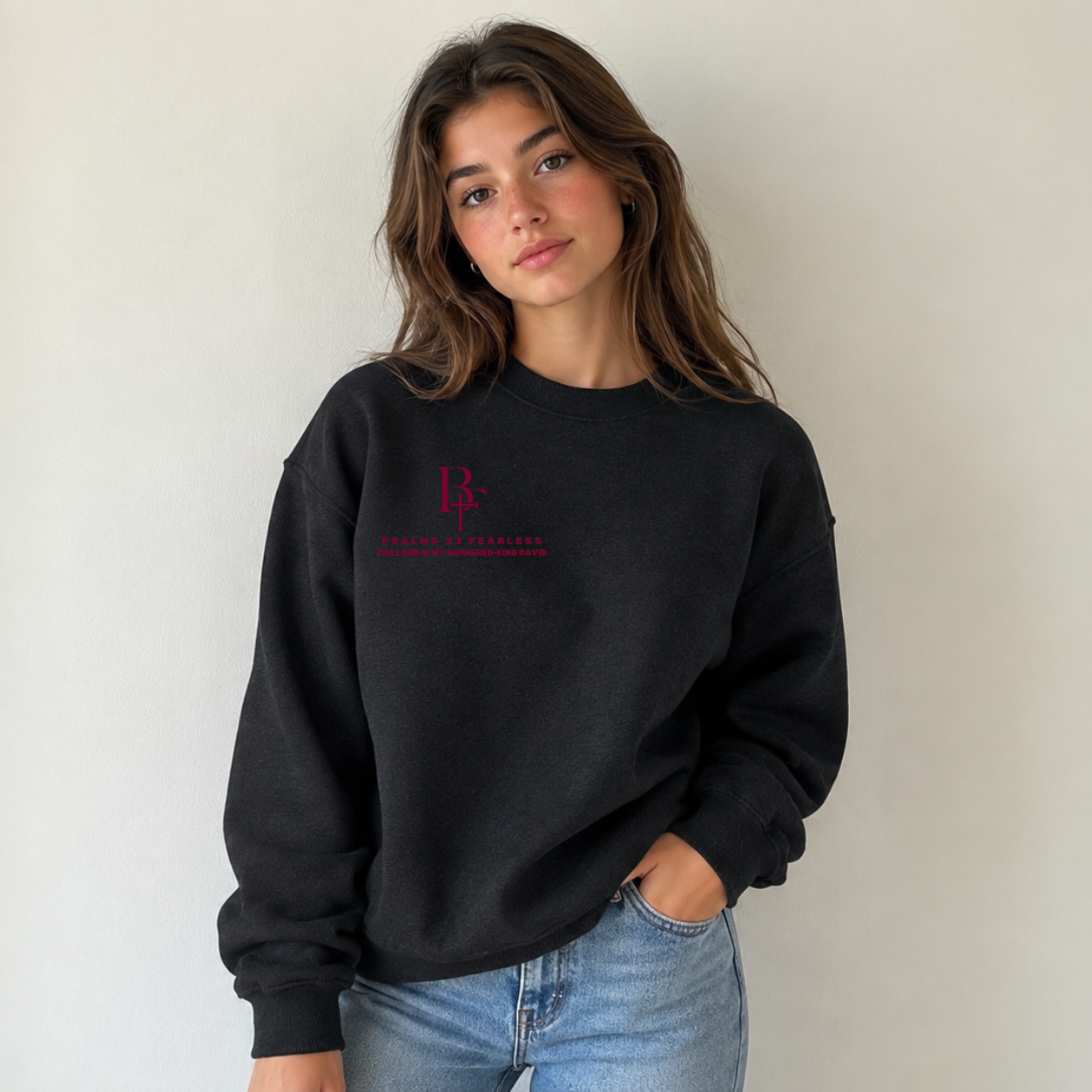 Unisex Psalms 23 Black and Burgundy Sweatshirt