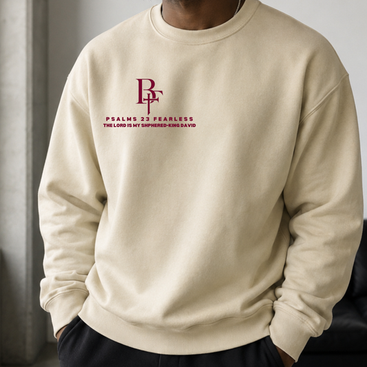 Unisex Psalms 23 Cream and Burgundy Sweatshirt