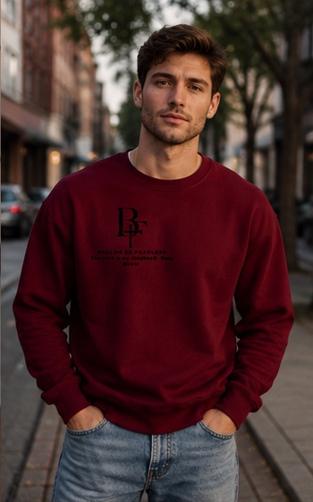 Unisex Psalms 23 Burgundy and Cream Sweatshirt