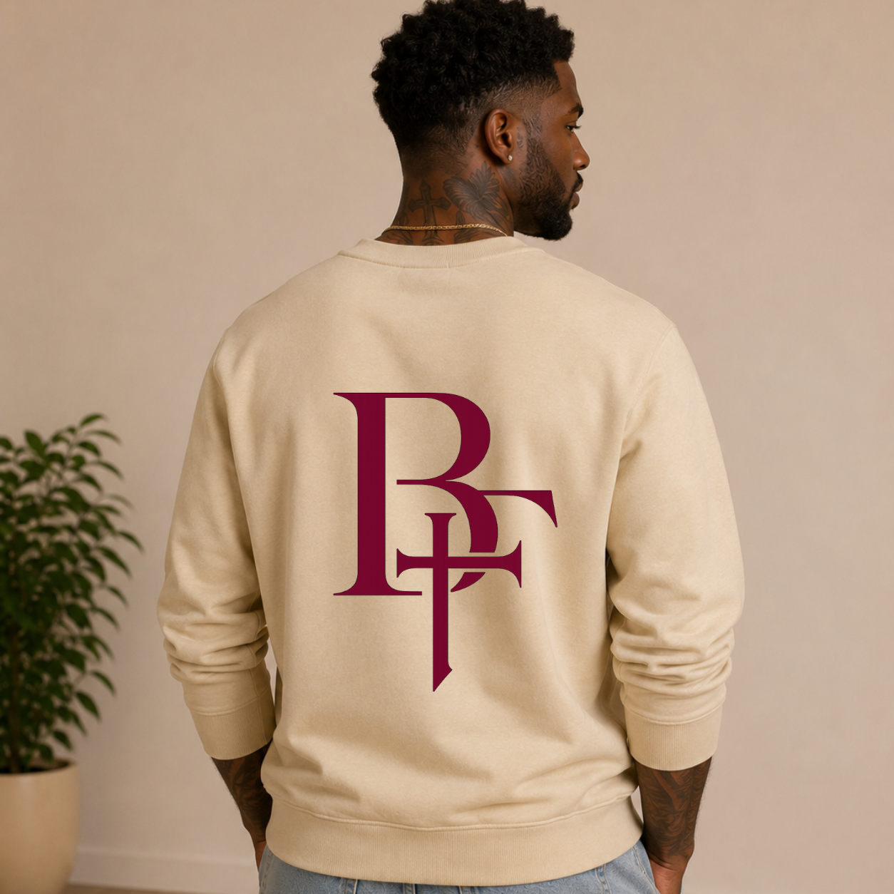 Unisex Psalms 23 Cream and Burgundy Sweatshirt