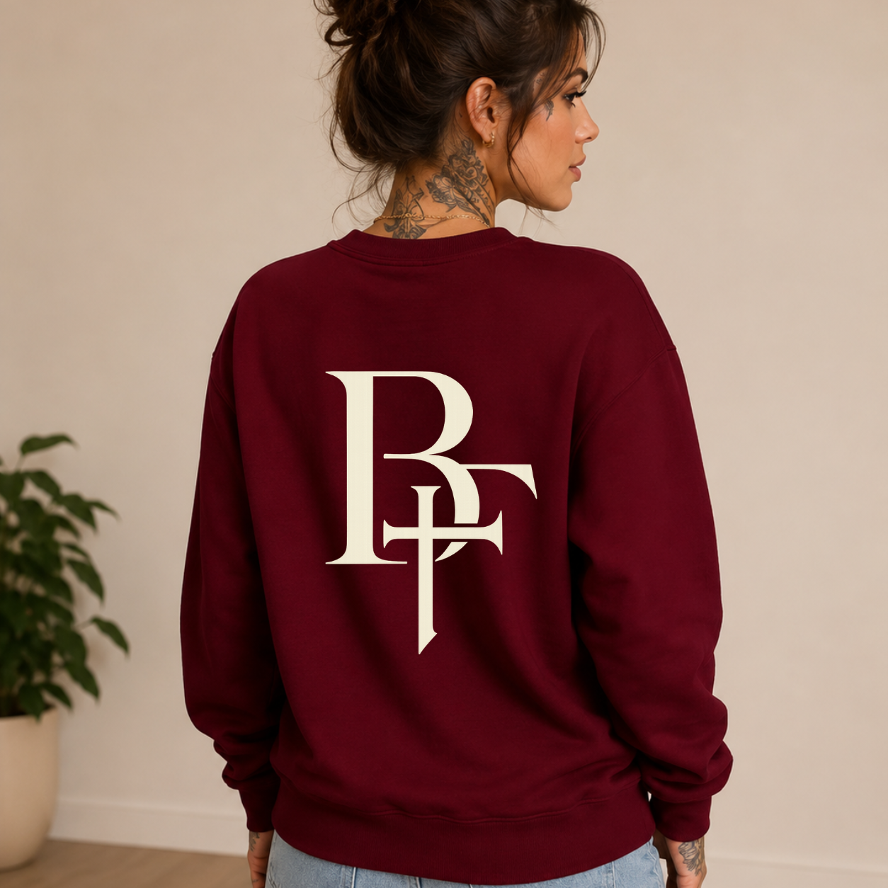 Unisex Psalms 23 Burgundy and Cream Sweatshirt